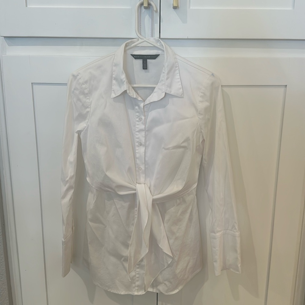 White House black market size 0 white button up with flare sleeves